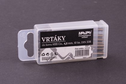 Vrtáky HSS do kovu 4,8mm/10ks Co 5% 2