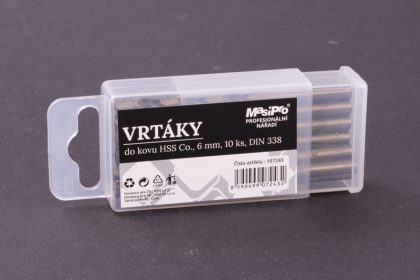Vrtáky HSS do kovu 6mm/10ks Co 5% 2