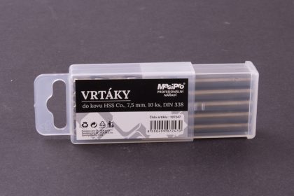 Vrtáky HSS do kovu 7,5mm/10ks Co 5% 2