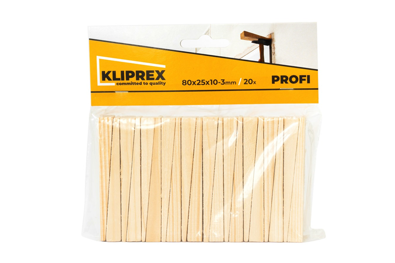 Klínky dřevěné SM 20ks/80x25x10-3mm