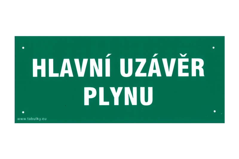 Tabulka informační  HUP (hlavní uzávěr plynu)