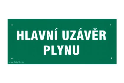 Tabulka informační  HUP (hlavní uzávěr plynu)