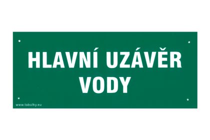 Tabulka informační   HLAVNÍ UZÁVĚR VODY