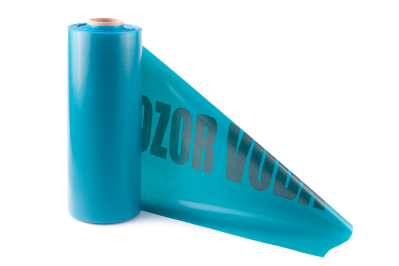Páska výstražná POZOR VODA modrá 100m-90my, šíře 30cm