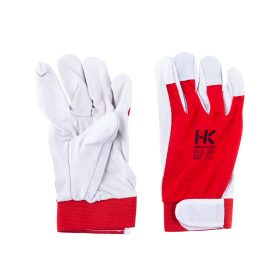Rukavice kožené HUKY 8" bílo-červené IC3000