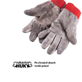 Rukavice kožené HUKY 8" bílo-červené IC3000 3