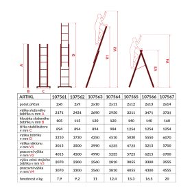 Žebřík Bayersystem 2x7 dvoudílný AL BS-DW 2x 6