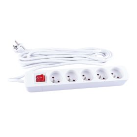 Kabel prodlužovací 5m/5 zásuvek s vypínačem IP20