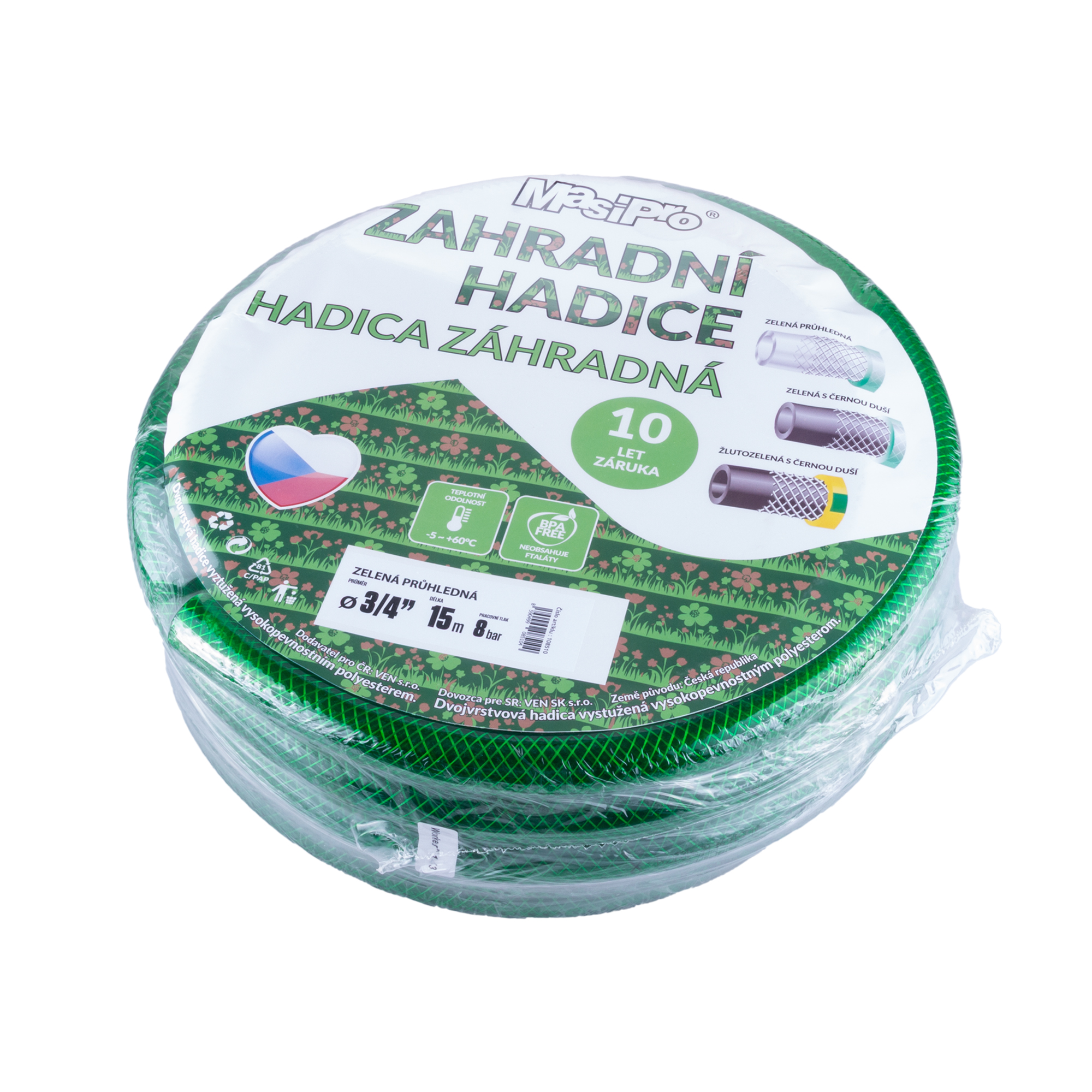 Hadice zahradní zelená 3/4" 15m