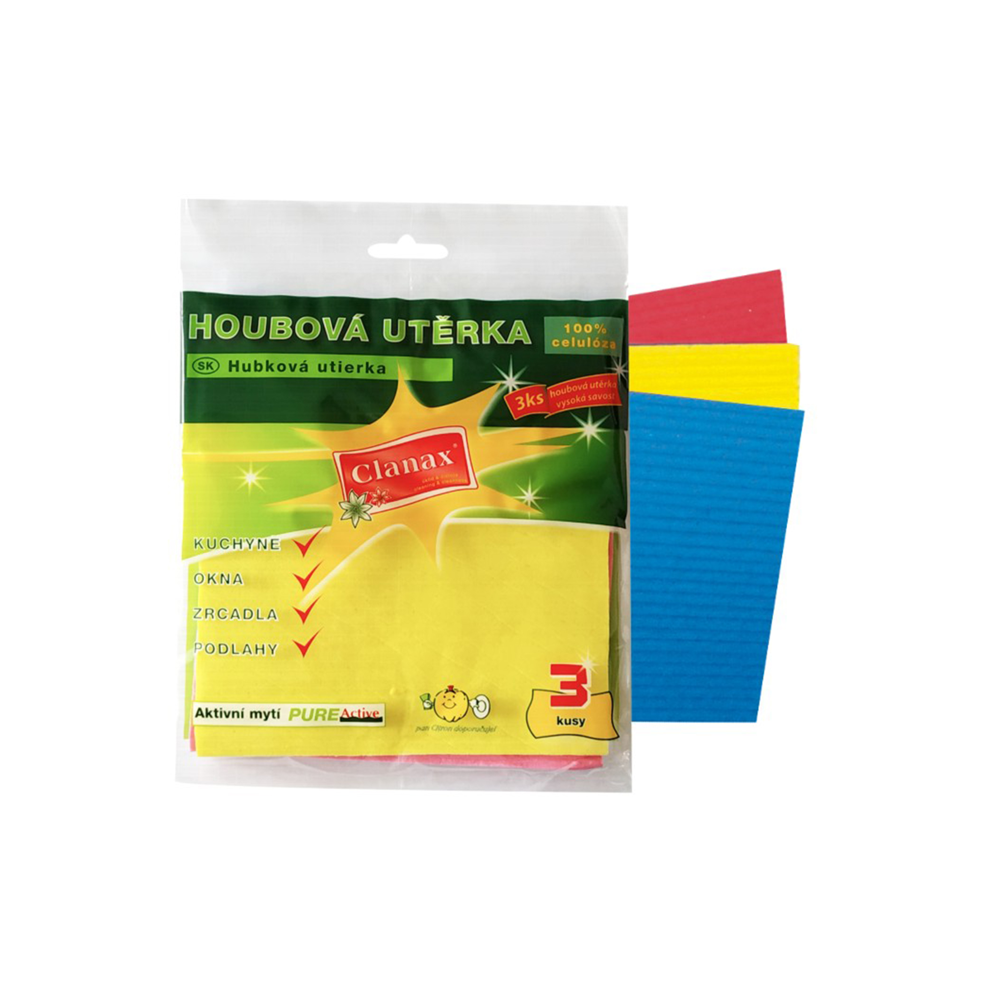 Utěrka houbová 18x16x0,5cm 3ks 