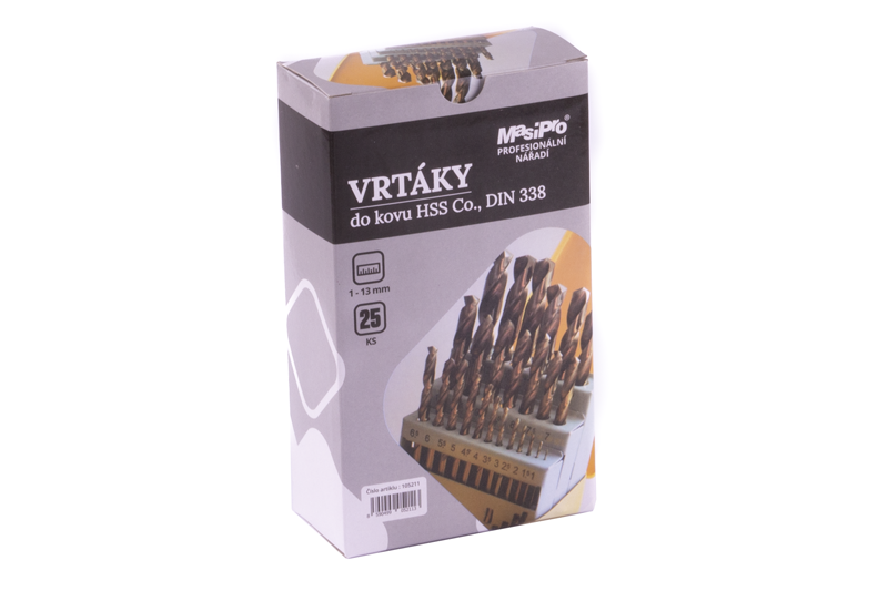 Vrtáky HSS do kovu 1-13mm/25ks Co 5%