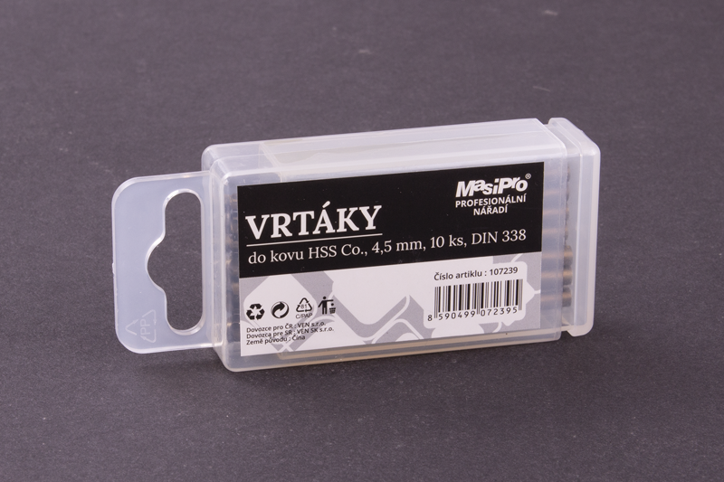 Vrtáky HSS do kovu 4,5mm/10ks Co 5%