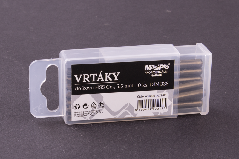 Vrtáky HSS do kovu 5,5mm/10ks Co 5%