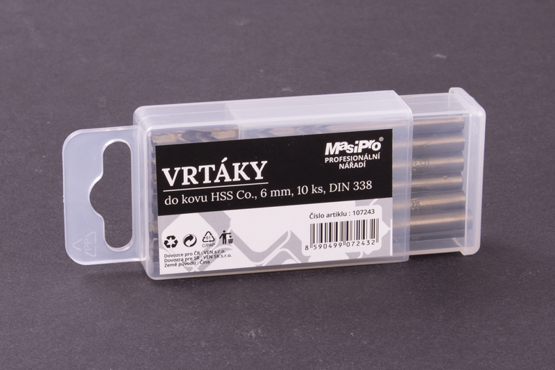 Vrtáky HSS do kovu 6mm/10ks Co 5%