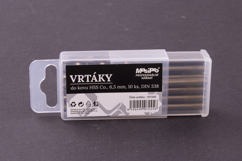 Vrtáky HSS do kovu 6,5mm/10ks Co 5%