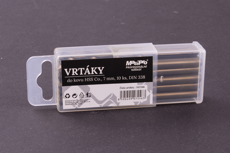 Vrtáky HSS do kovu 7mm/10ks Co 5%