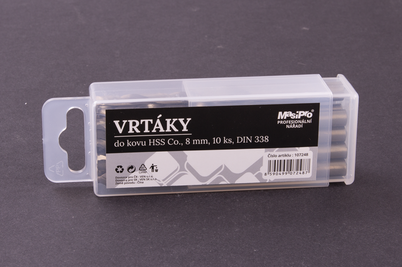 Vrtáky HSS do kovu 8mm/10ks Co 5%