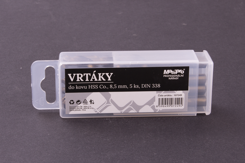 Vrtáky HSS do kovu 8,5mm/5ks Co 5%