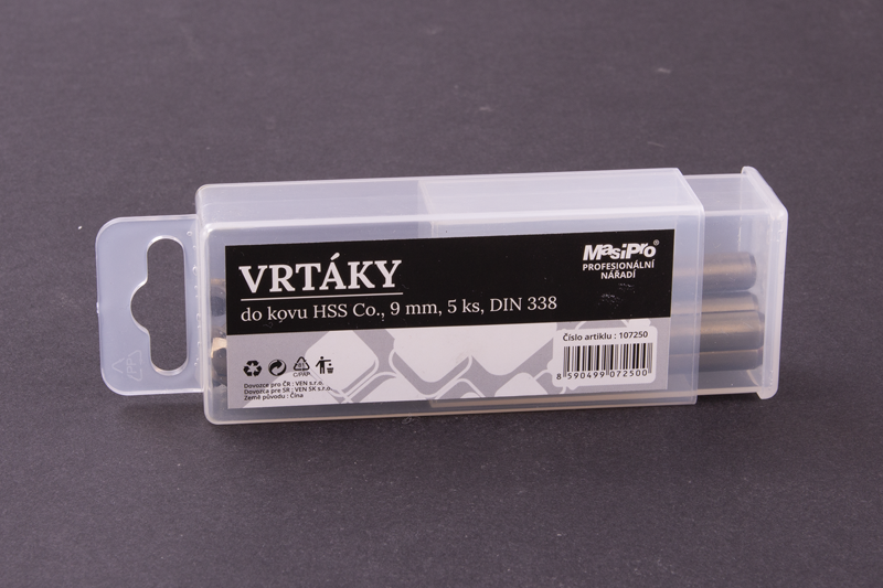 Vrtáky HSS do kovu 9mm/5ks Co 5%