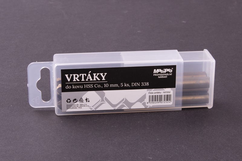 Vrtáky HSS do kovu 10mm/5ks Co 5%