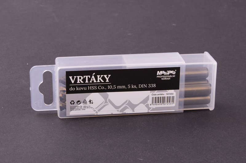 Vrtáky HSS do kovu 10,5mm/5ks Co 5%