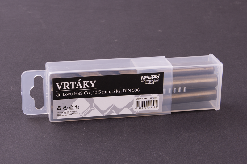 Vrtáky HSS do kovu 12,5mm/5ks Co 5%