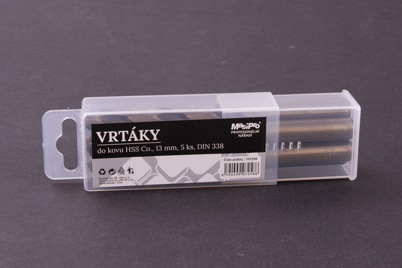 Vrtáky HSS do kovu 13mm/5ks Co 5%