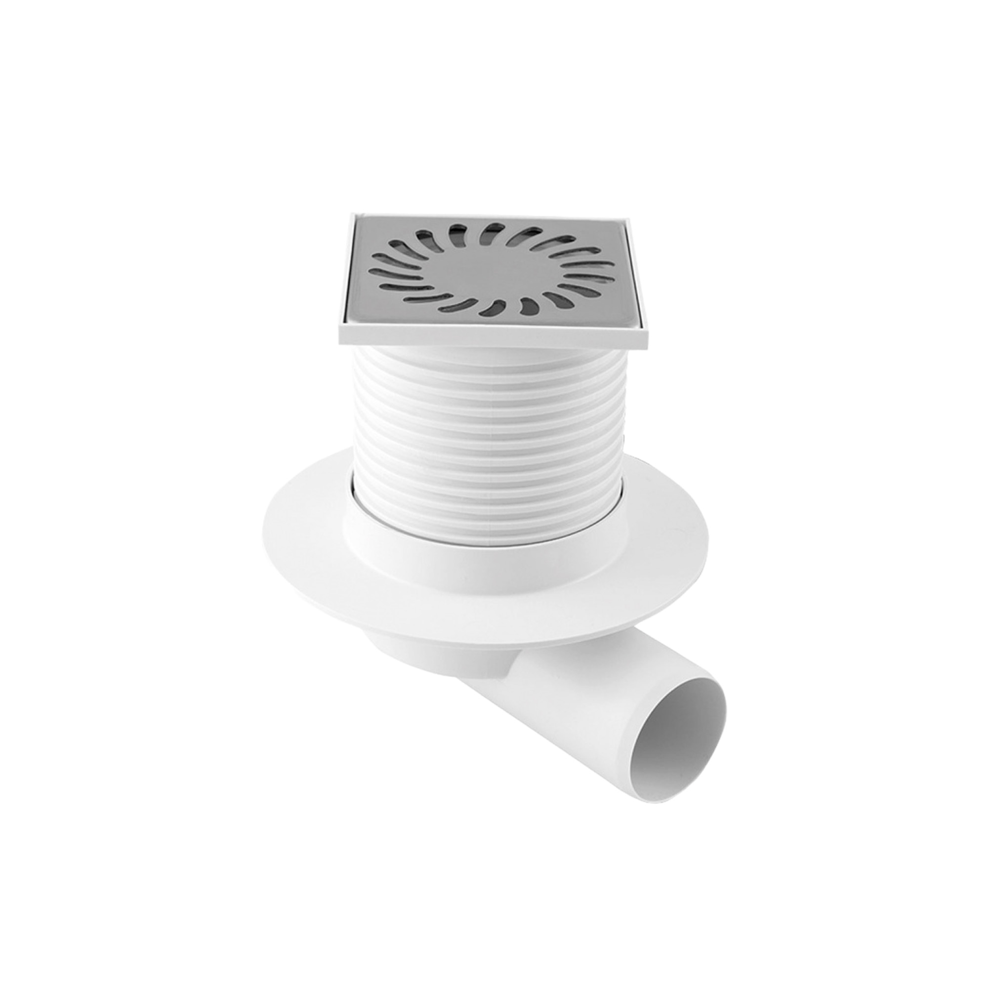 Podlahová vpusť boční s přírubou PVB 100x100 PR/DN50 nerez/0516